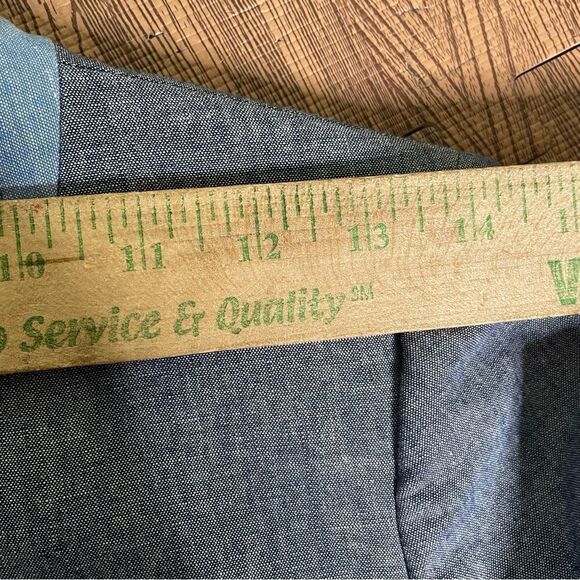 J. Crew Regent Blazer Jacket Chambray Denim Ruffles Academia Career Office Sz 0 - Picture 11 of 15